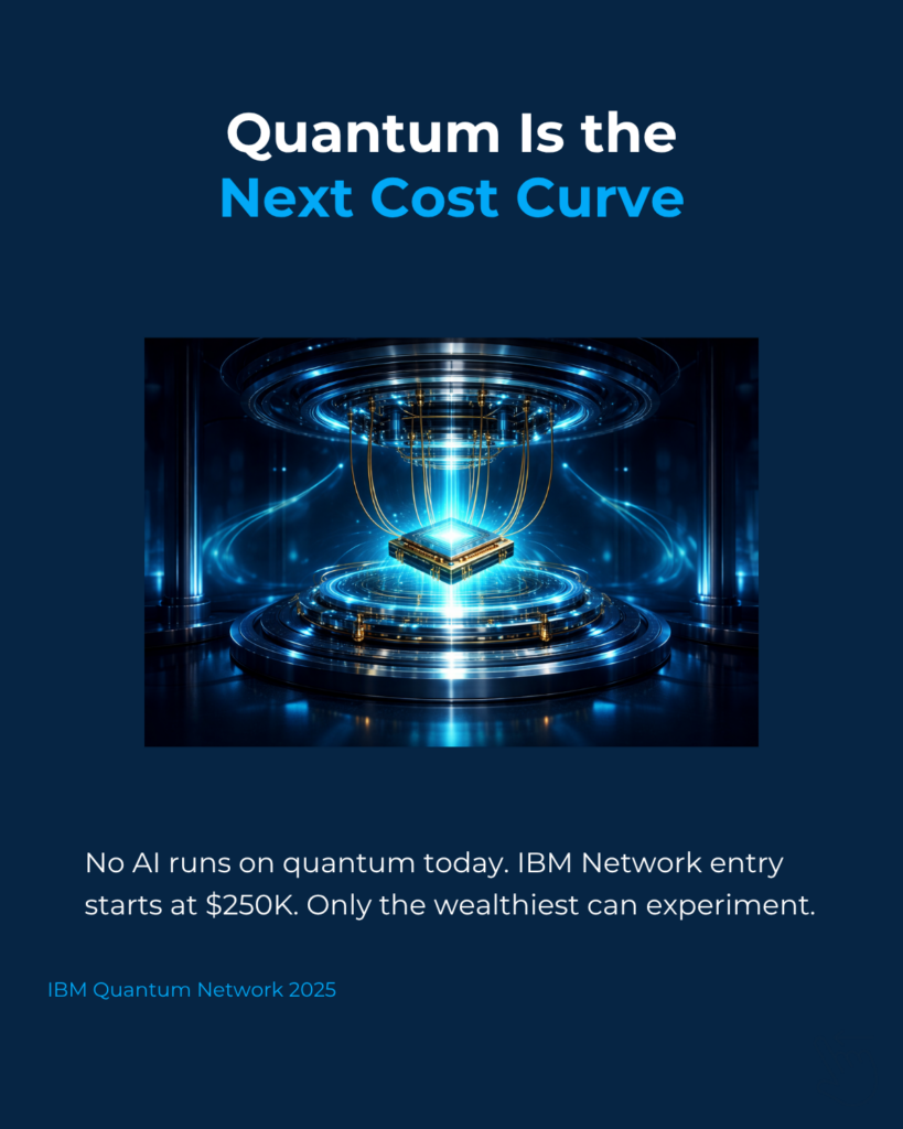 Futuristic quantum computer with glowing blue circuitry and holographic displays.